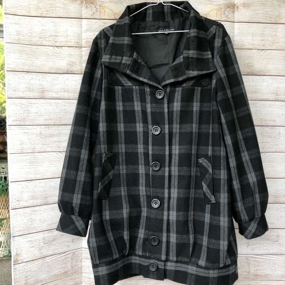 AVANT PREMIERE Black and Grey Wool Coat - Picture 2 of 10